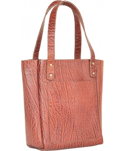 Full Grain Leather Tote Bag Raw Edge Leather Purse Custom Gift for Her Everyday Tote Wooden Brown $43.00 Totes