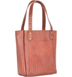 Full Grain Leather Tote Bag Raw Edge Leather Purse Custom Gift for Her Everyday Tote Wooden Brown $43.00 Totes