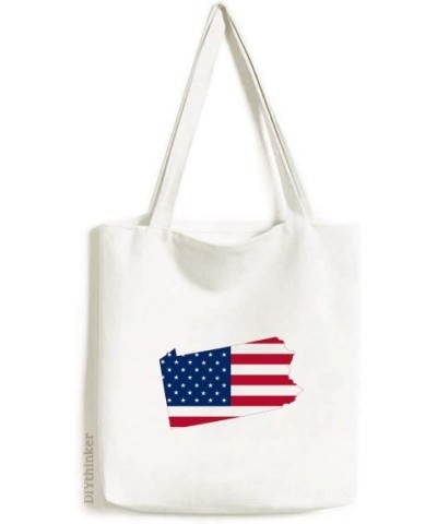 Pennsylvania America Map Stars Stripes Flag Tote Canvas Bag Shopping Satchel Casual Handbag $12.71 Totes