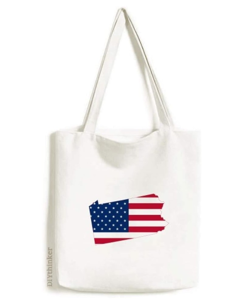 Pennsylvania America Map Stars Stripes Flag Tote Canvas Bag Shopping Satchel Casual Handbag $12.71 Totes