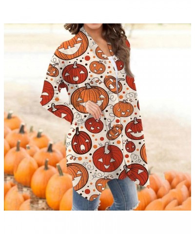 Long Sleeve Cardigan for Women Halloween Print 2024 Trendy Open Front Cardigans with Pockets Casual Loose Outwears 1-ginger $...