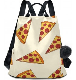 Fattening Pizza Travel Backpack Purse for Women Multipurpose Design Ladies Fashion Bag with Pompom $23.59 Backpacks