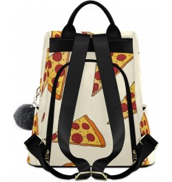 Fattening Pizza Travel Backpack Purse for Women Multipurpose Design Ladies Fashion Bag with Pompom $23.59 Backpacks