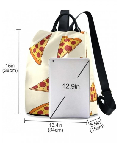 Fattening Pizza Travel Backpack Purse for Women Multipurpose Design Ladies Fashion Bag with Pompom $23.59 Backpacks