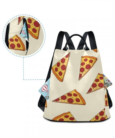 Fattening Pizza Travel Backpack Purse for Women Multipurpose Design Ladies Fashion Bag with Pompom $23.59 Backpacks