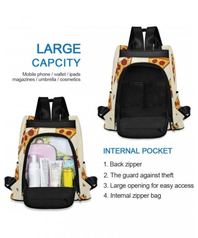 Fattening Pizza Travel Backpack Purse for Women Multipurpose Design Ladies Fashion Bag with Pompom $23.59 Backpacks