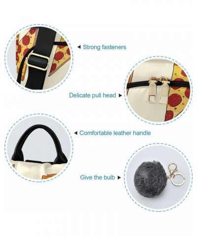 Fattening Pizza Travel Backpack Purse for Women Multipurpose Design Ladies Fashion Bag with Pompom $23.59 Backpacks