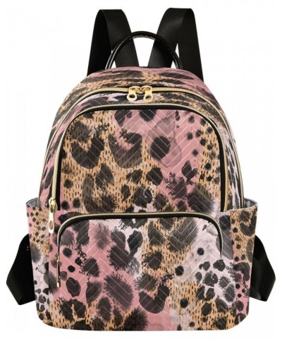 Backpack Purse for Women Animal Pink Black Brown Skin Leopard Casual Shoulder Bag Small Backpack M Small $10.40 Backpacks