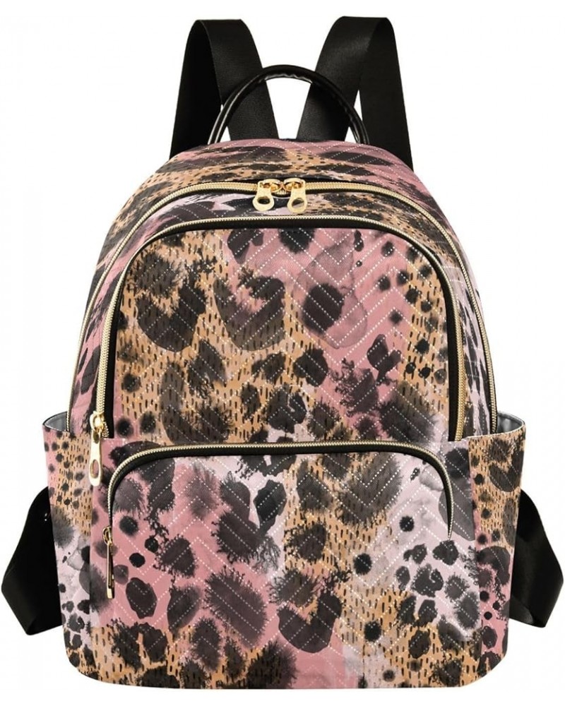 Backpack Purse for Women Animal Pink Black Brown Skin Leopard Casual Shoulder Bag Small Backpack M Small $10.40 Backpacks