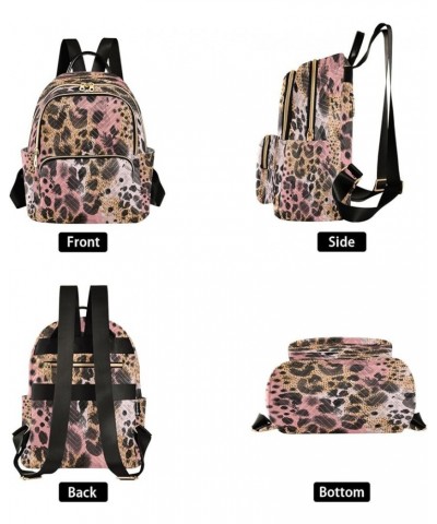 Backpack Purse for Women Animal Pink Black Brown Skin Leopard Casual Shoulder Bag Small Backpack M Small $10.40 Backpacks