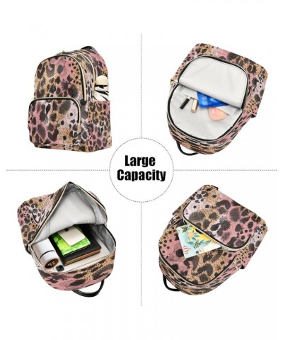 Backpack Purse for Women Animal Pink Black Brown Skin Leopard Casual Shoulder Bag Small Backpack M Small $10.40 Backpacks