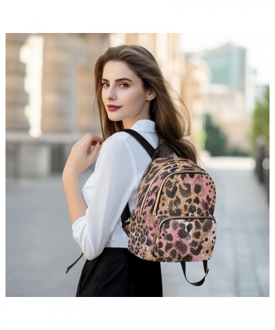 Backpack Purse for Women Animal Pink Black Brown Skin Leopard Casual Shoulder Bag Small Backpack M Small $10.40 Backpacks