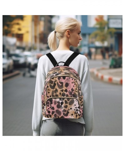 Backpack Purse for Women Animal Pink Black Brown Skin Leopard Casual Shoulder Bag Small Backpack M Small $10.40 Backpacks