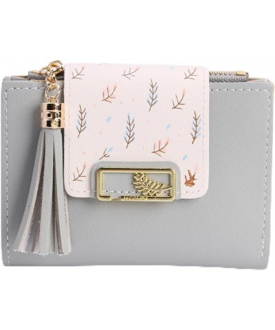 Fashion Tassels Women Short Wallet Leisure Korean Card Holder Female Folding Small Purse (Grey) Grey $7.27 Wallets