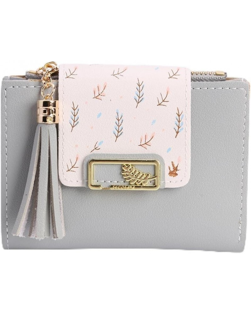 Fashion Tassels Women Short Wallet Leisure Korean Card Holder Female Folding Small Purse (Grey) Grey $7.27 Wallets