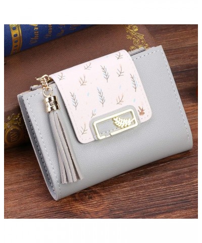 Fashion Tassels Women Short Wallet Leisure Korean Card Holder Female Folding Small Purse (Grey) Grey $7.27 Wallets