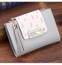 Fashion Tassels Women Short Wallet Leisure Korean Card Holder Female Folding Small Purse (Grey) Grey $7.27 Wallets