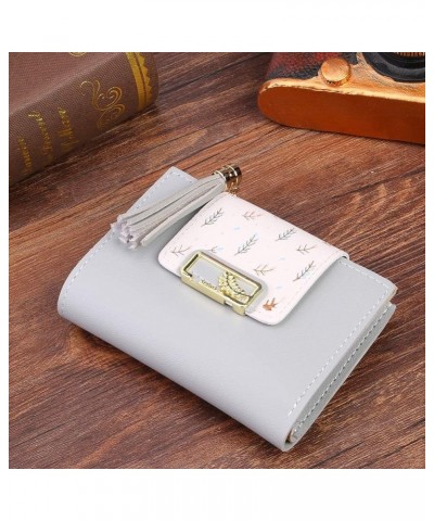 Fashion Tassels Women Short Wallet Leisure Korean Card Holder Female Folding Small Purse (Grey) Grey $7.27 Wallets