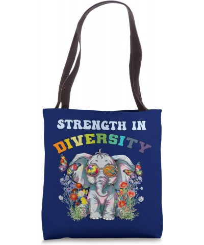 Autism Elephant Retro Design Support Diversity Tote Bag $10.35 Totes