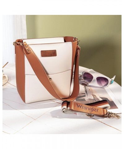 Bucket Bag for Women Large Crossbody Bags with Extra Guitar Strap Brown $14.85 Hobo Bags