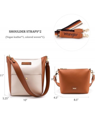 Bucket Bag for Women Large Crossbody Bags with Extra Guitar Strap Brown $14.85 Hobo Bags