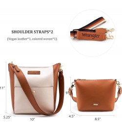 Bucket Bag for Women Large Crossbody Bags with Extra Guitar Strap Brown $14.85 Hobo Bags