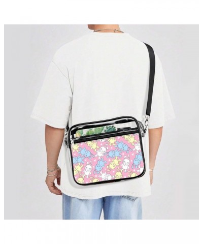 Rainbow Happy Halloweens Bats Clear Crossbody Shoulder Purse Bag for Men Women, Stadium Clear Messenger Bag Style-1 $11.25 Cr...