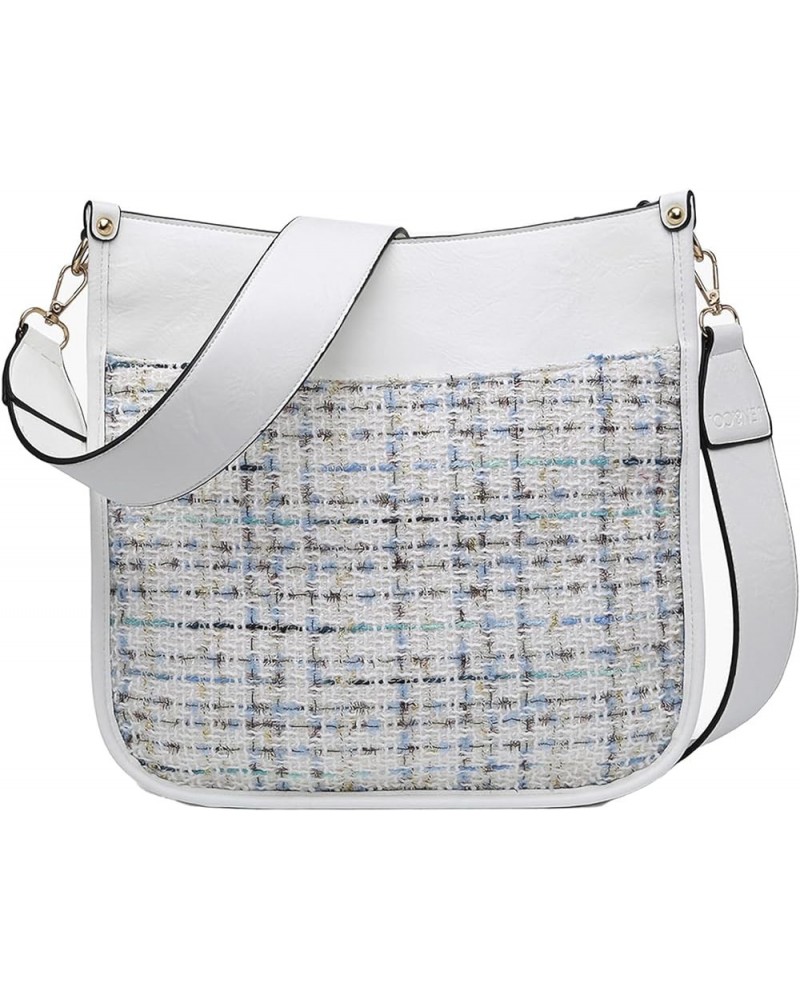 Guitar Strap Purse Small Crossbody Bag - Shoulder Bag Chloe Crossbody with Guitar Strap (M1977) White and Blue $36.04 Satchels