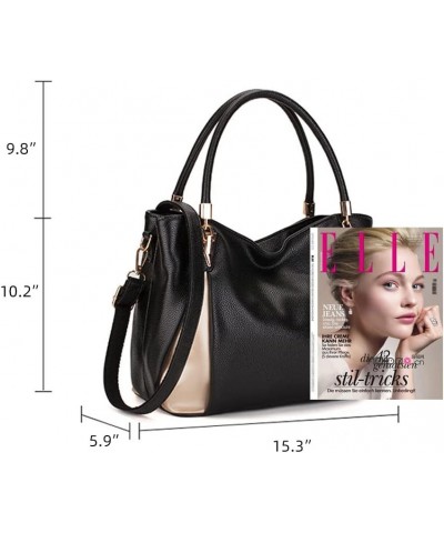 Women's PU Leather Handbag Large Capacity Tote Bag Retro Shoulder Purse with Adjustable Strap Casual Crossbody Wallet Black $...