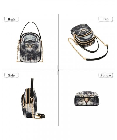 Christmas Red Train Trendy Crossbody Bags for Women Purse with Chain Strap Cat With Headphone $11.32 Crossbody Bags