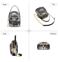 Christmas Red Train Trendy Crossbody Bags for Women Purse with Chain Strap Cat With Headphone $11.32 Crossbody Bags