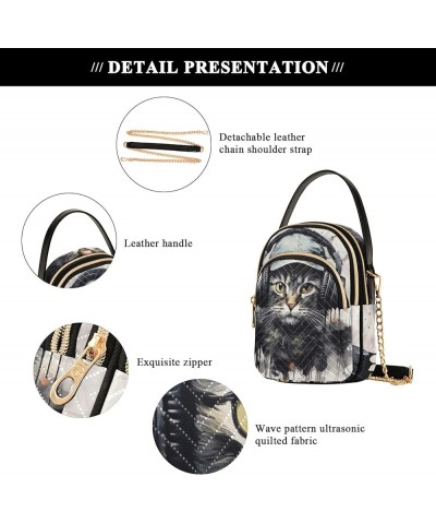 Christmas Red Train Trendy Crossbody Bags for Women Purse with Chain Strap Cat With Headphone $11.32 Crossbody Bags