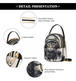 Christmas Red Train Trendy Crossbody Bags for Women Purse with Chain Strap Cat With Headphone $11.32 Crossbody Bags