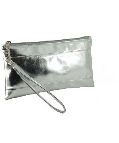 Womens Adorable Patent Clutch Bag Wallet Purse for Women with Detachable Wrist Strap in taupe Small Silver $25.64 Clutches