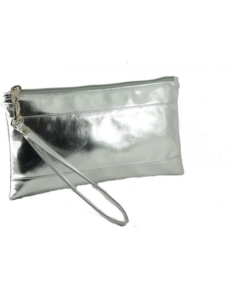 Womens Adorable Patent Clutch Bag Wallet Purse for Women with Detachable Wrist Strap in taupe Small Silver $25.64 Clutches