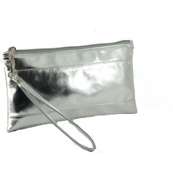 Womens Adorable Patent Clutch Bag Wallet Purse for Women with Detachable Wrist Strap in taupe Small Silver $25.64 Clutches