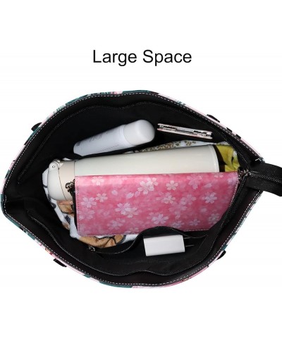 Women's Fashion Casual Handbag,PU Leather Large Capacity PC Work Bag,Travel Camping Picnic Single Shoulder Bag Floral Jungle ...