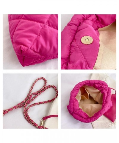 Women's Quilted Hobo Bag with Chain Puffy Hobo Quilted Puffer Shoulder Bag Brown $20.21 Hobo Bags