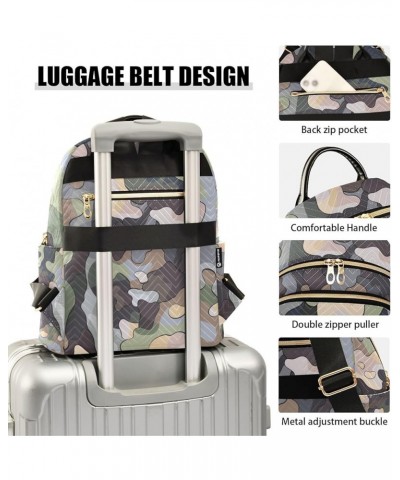 Women Backpack Camo Cartoon Anti-Theft Travel Backpack with Luggage Belt Lightweight Handbag Lady Purse Roomy Double Zipper W...