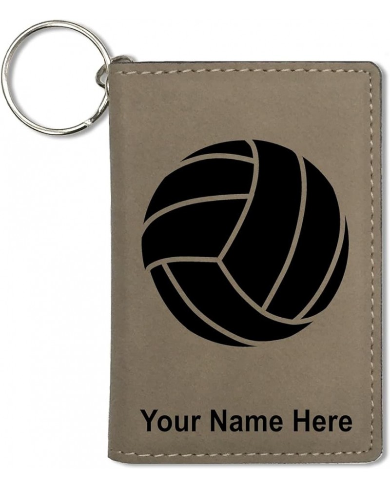 ID Holder Wallet, Volleyball Ball, Personalized Engraving Included (Rustic) Light Brown $14.00 Wallets