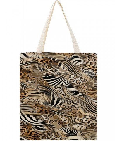 African Wild Animal Leopard Zebra CanvasTote Bag for Women Girl Canvas Shoulder Handbags Cute Large Purse $10.58 Totes