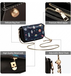 Dogs Lover Womens Crossbody Bag Shoulder Bag with Adjustable Strap Leather Cross Body Purses Space Themed $15.58 Shoulder Bags