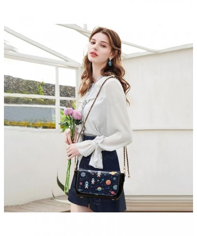 Dogs Lover Womens Crossbody Bag Shoulder Bag with Adjustable Strap Leather Cross Body Purses Space Themed $15.58 Shoulder Bags