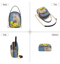 Beautiful Palomino Horse Sunflower Field Quilted Crossbody Bag for Women, Small Cell Phone Bag Shoulder Handbags Purse with L...