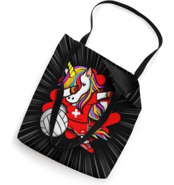 Dabbing Unicorn Switzerland Volleyball Fan Jersey Swiss Flag Tote Bag $11.49 Totes