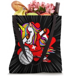 Dabbing Unicorn Switzerland Volleyball Fan Jersey Swiss Flag Tote Bag $11.49 Totes