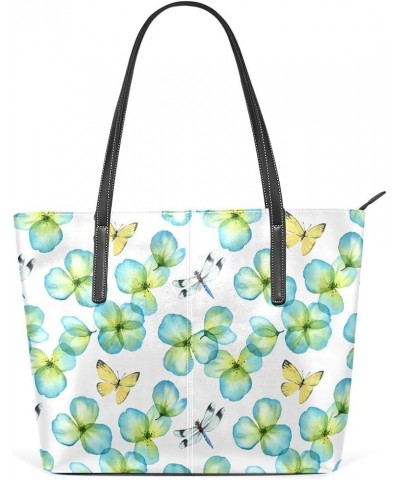 Handbags for Women Tote Bags with 11.08"(L) x 3.54"(W) x 11.02"(W) - Flowers Butterfly Green Flowers Butterfly $17.19 Totes