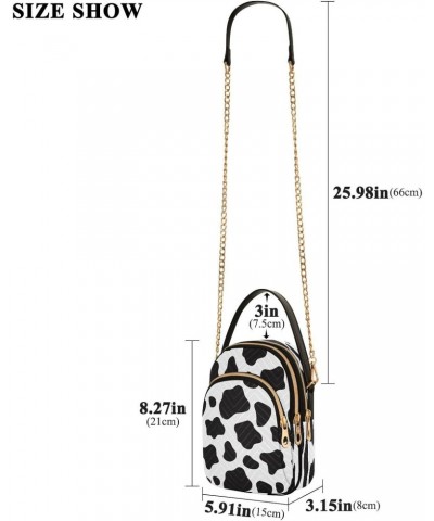 Black White Cow Print Small Chain Crossbody Travel Bag Handbag Cell Phone Purse for Women $9.68 Crossbody Bags