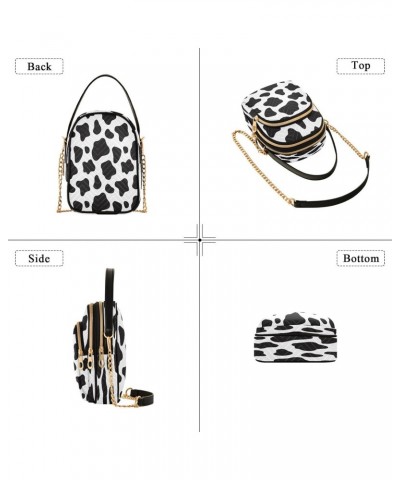 Black White Cow Print Small Chain Crossbody Travel Bag Handbag Cell Phone Purse for Women $9.68 Crossbody Bags