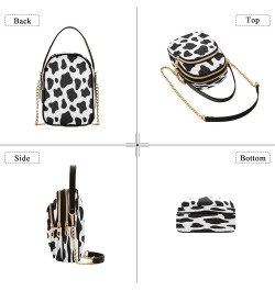 Black White Cow Print Small Chain Crossbody Travel Bag Handbag Cell Phone Purse for Women $9.68 Crossbody Bags